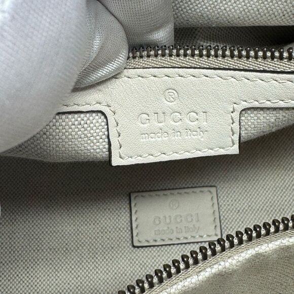 Authentic Gucci Web Sherry Line 2 Way Small Bauletto Leather Bag 715772 White - Picture 12 of 16